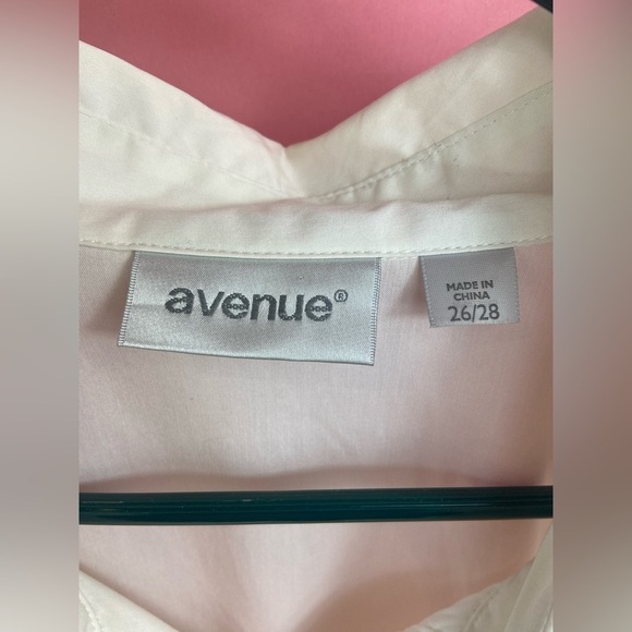 Avenue white long sleeve button front blouse lace accent plus size 26/28 - Picture 7 of 14